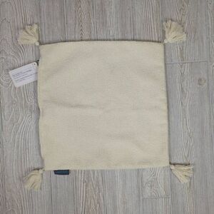 Brand New LOVESAC Knitted Knotted Ends Pillow Cover Case Sham Beige 18x18